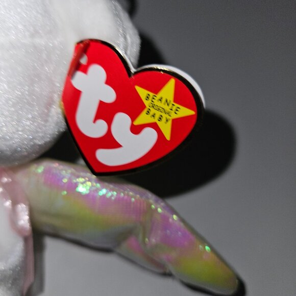 2 Ty Beanie Baby Angel Teddy Bear Lot Halo 1998 Halo II 2000 Pink Gold Ribbons - Picture 12 of 14